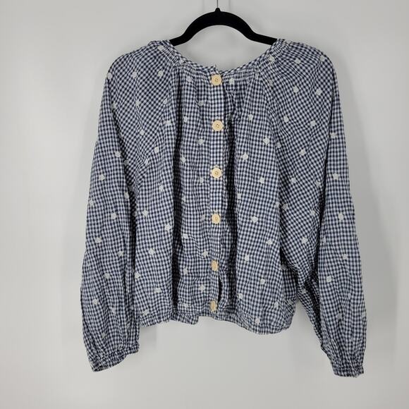 Madewell Gingham Check Embroidered Button Back Shirt 1X - Picture 8 of 13